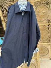 Visconti Uomo Mens Flip Cuff Shirt Size 3xlt Blue square  Button Long Sleeve