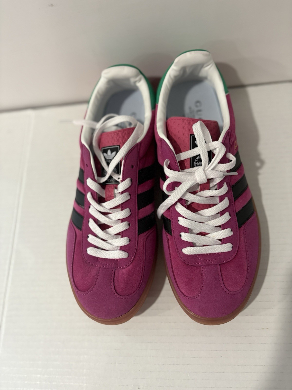 SAOLA Sneakers da ginnastica Gucci x Adidas Gazelle rosa velluto verde gomma suola gomma taglia 9 5