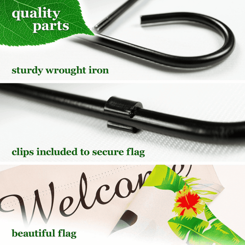 Combo Pack Garden Flag Stand Black 36x16 in Garden Flag 12x18 in Summer Welcome - Picture 4 of 9