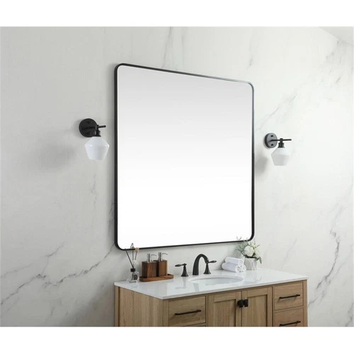 Elegant Decor Evermore 48" x 48" Soft Corner Square Metal Mirror in Black - Picture 9 of 9