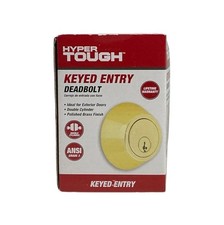 NEW Hyper Tough Keyed Entry Deadbolt Lock W/ 2 Keys - Polished Brass HT3501-105