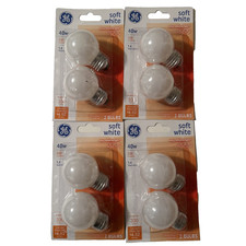 8 GE 40w Soft White G16 1/2 Shape Decorative Cozy Light Bulbs E26 Screw 31110