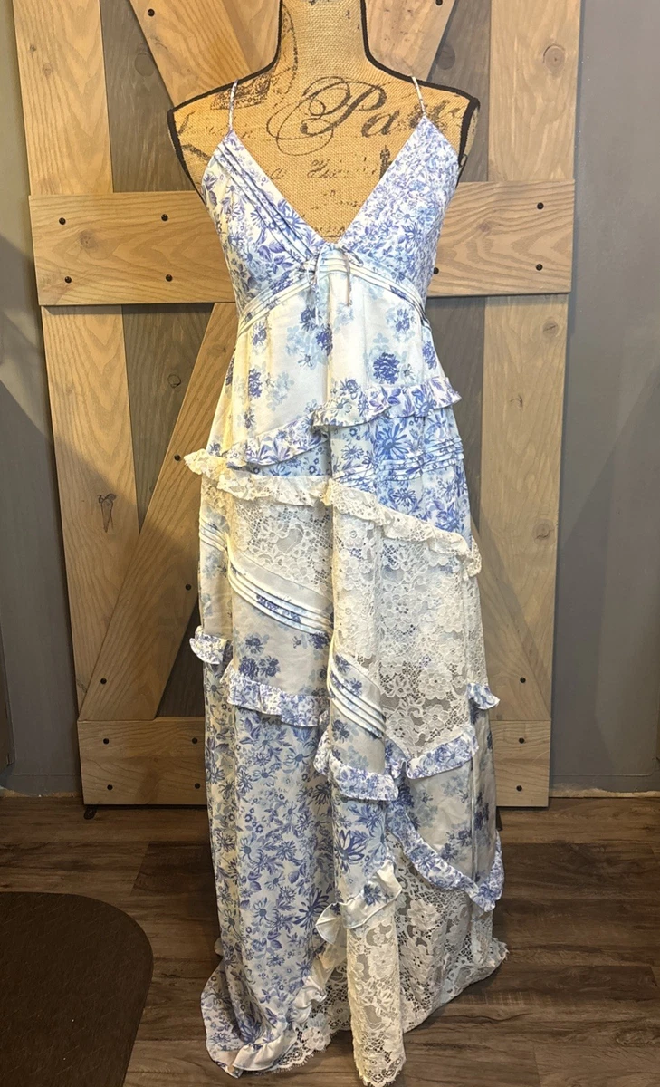 for love and lemons rosalyn maxi dress blue For Love & Lemons Rosalyn Maxi Dress at Free People in Blue, Size: XS