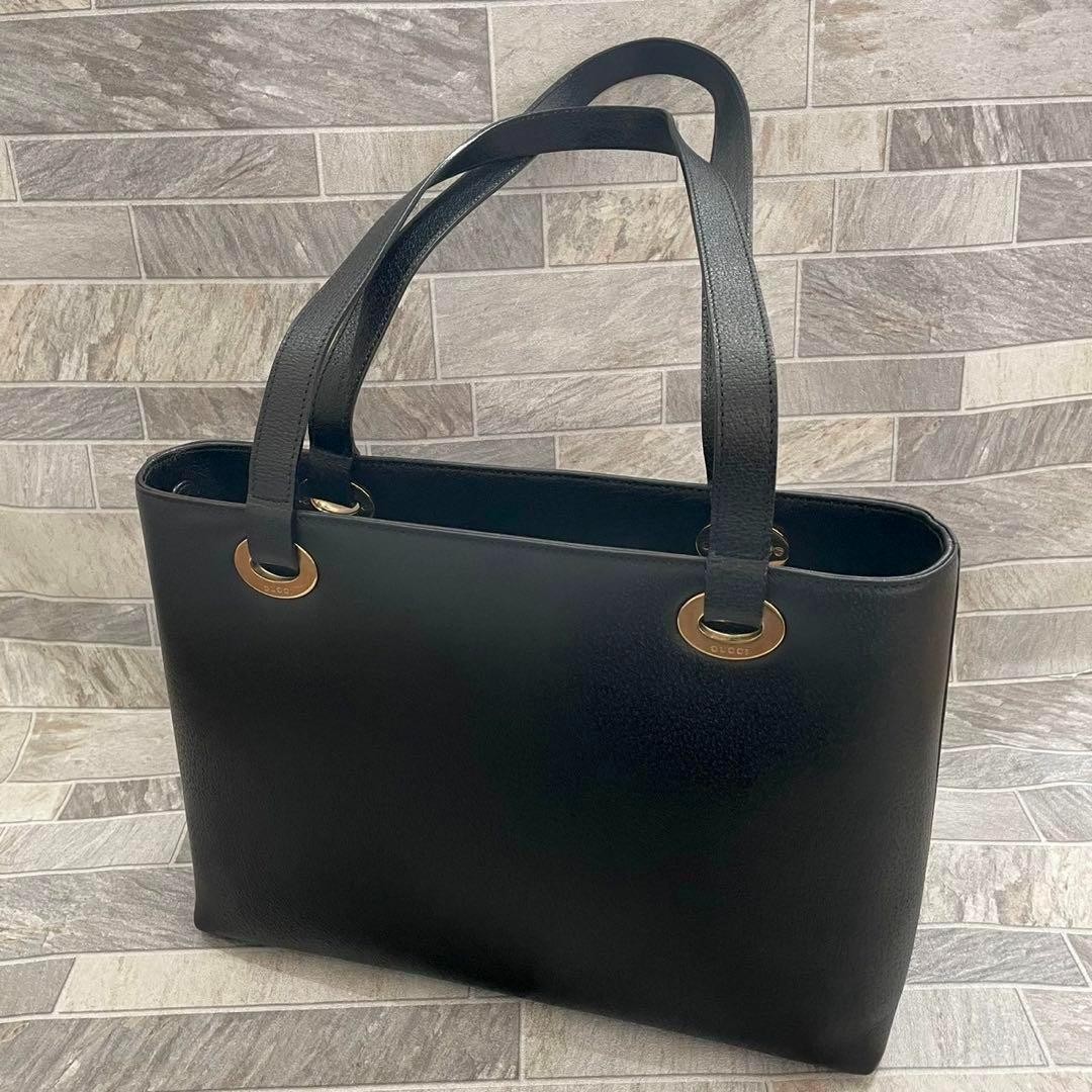 Vintage GUCCI Leather Handbag with Gold Hardware from Japan  