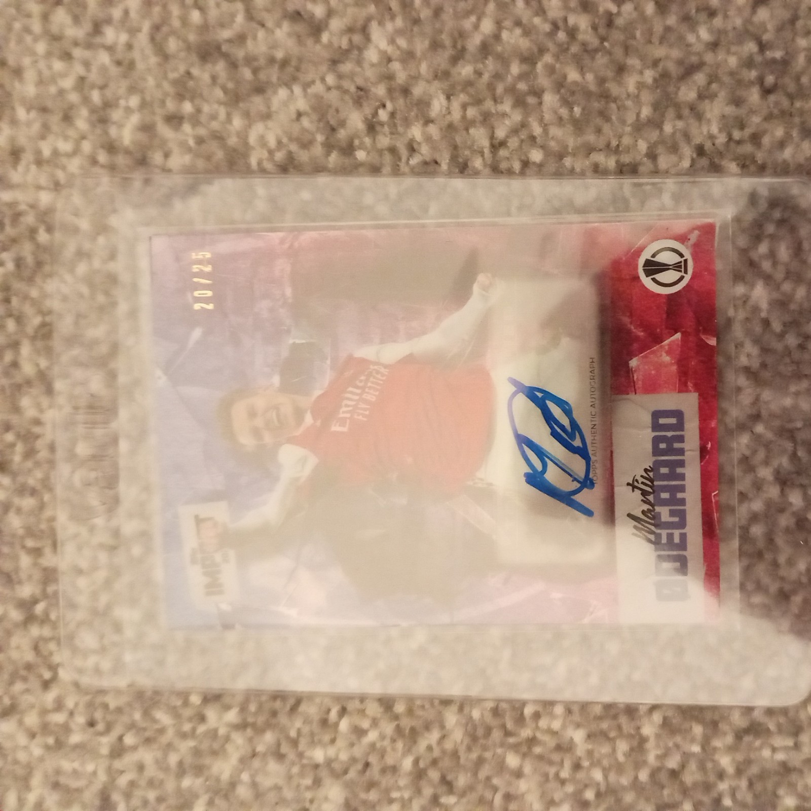 2022/23 Topps Impact Purple Martin Odegaard Autograph /25 Arsenal Norway