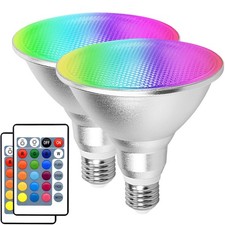 Multicolor LED Par38 Flood Light Bulb Outdoor Waterproof, 4 Piece Set, Silver