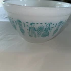 1950s Pyrex Vintage Mixing Bowl Amish Butter print 401 1.5qt White/Turquoise