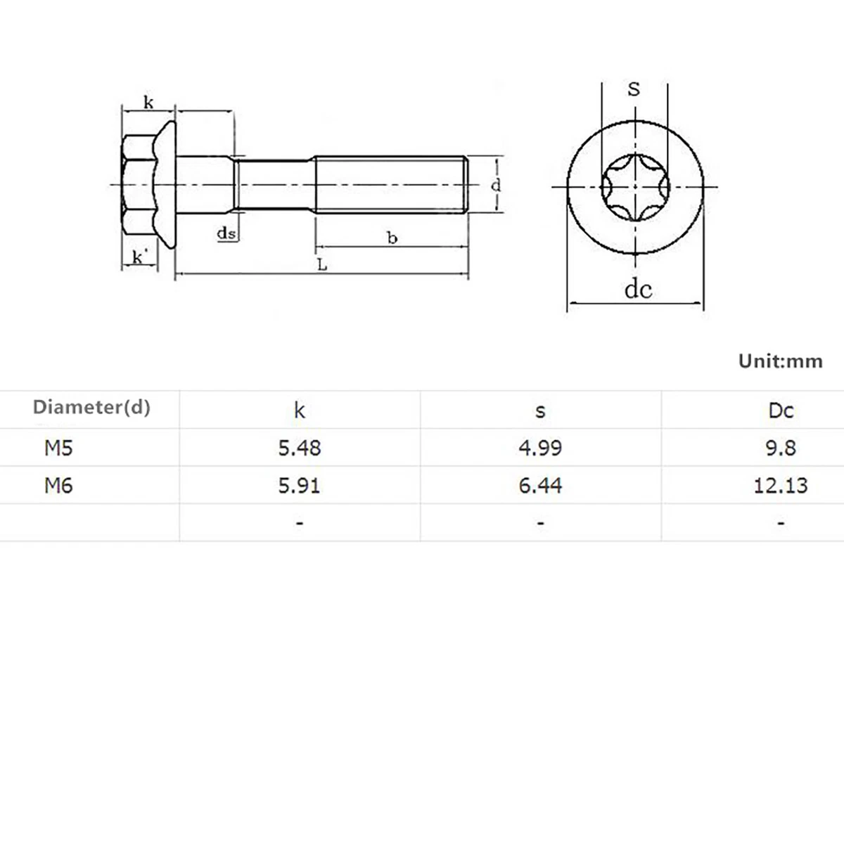 M5 M6 Flanschschrauben TORX Schrauben Bolzen DIN 34801 Aussentorx 