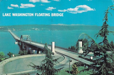 LAKE WASHINGTON SCHWIMMBRÜCKE ~ GEBRAUCHT ~ VERSCHICKT ~ POSTDATUM AUF KARTE 1978