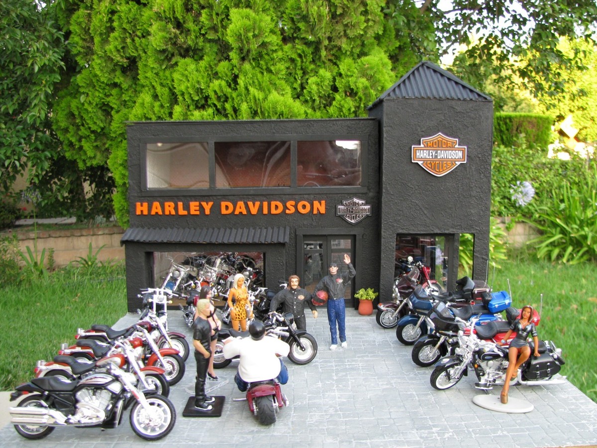 建物 Harley-Davidson Softail Garage 1/24 1/24-1/25 SCALE SCRATCHBUILT HARLEY DAVIDSON DIORAMA BUILT