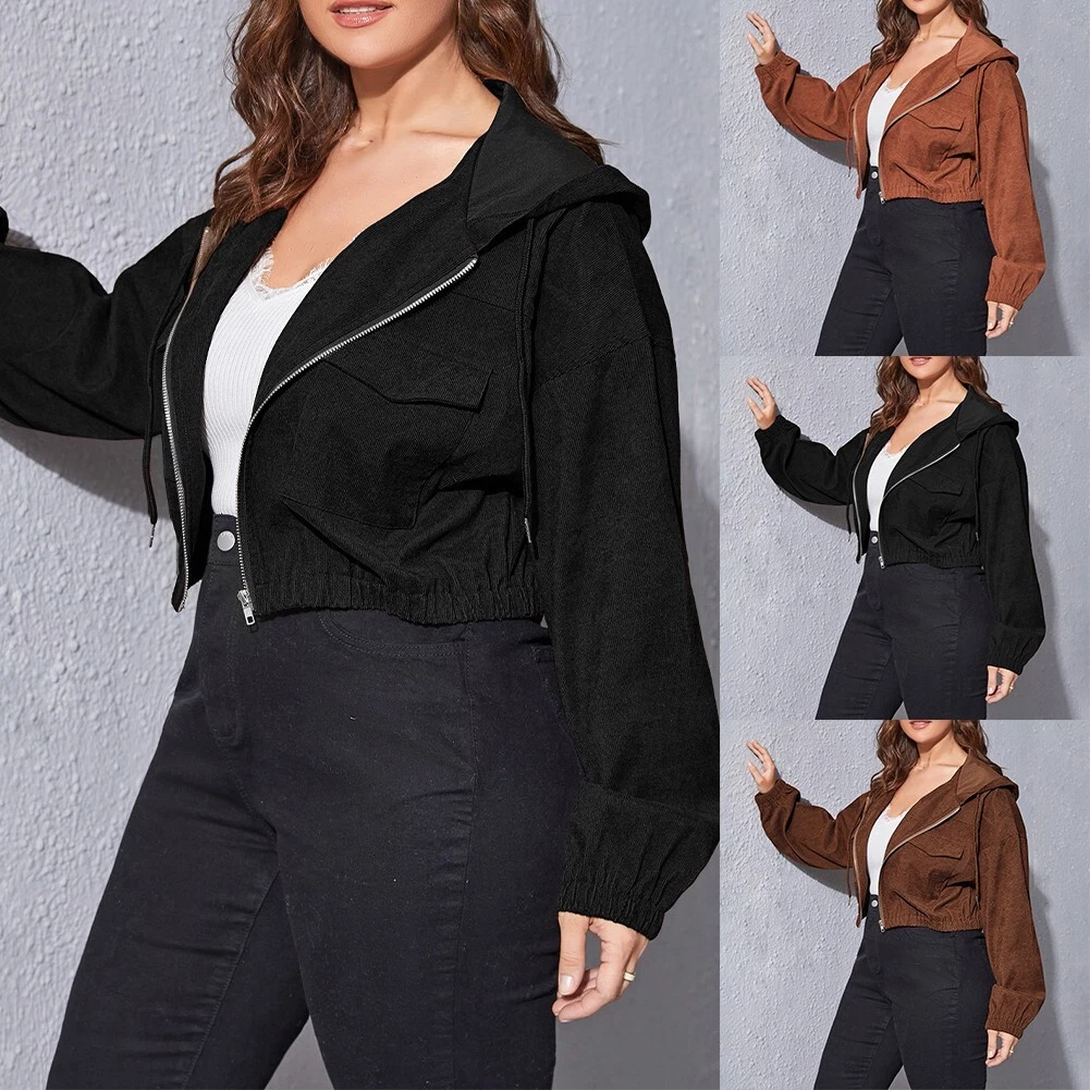 Veste femme taille plus hauts de printemps automne zip manteau