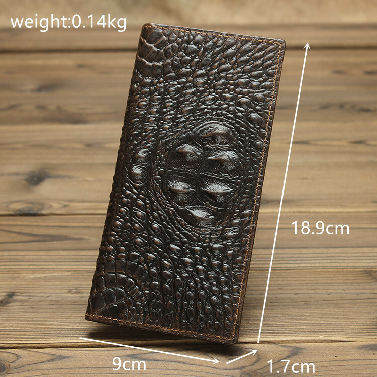 Genuine Leather Wallet Crocodile Pattern Men's Clutch Business