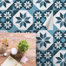 Floor Tile Stickers Set of 20 "Marlene" for Kitchen, Bathroom, Shower Durable