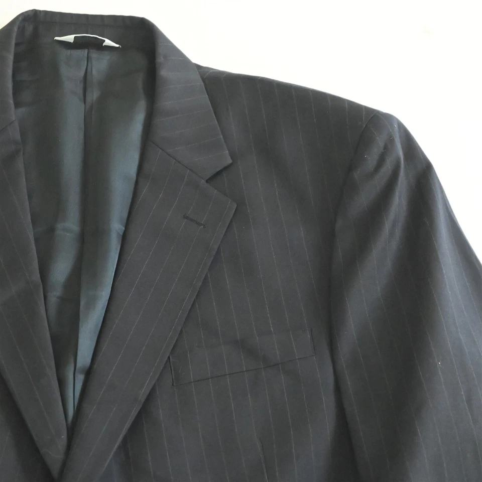 Joseph Feiss 46R 42x29 Azul Marino Rayas 100% Lana Hombre Chaqueta Pantalones Traje Foto 3 de 4