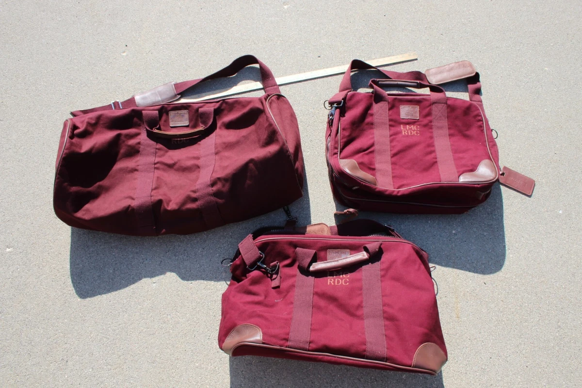 Étiquette bagage Lands' End cuir marron fenêtre transparente marchands