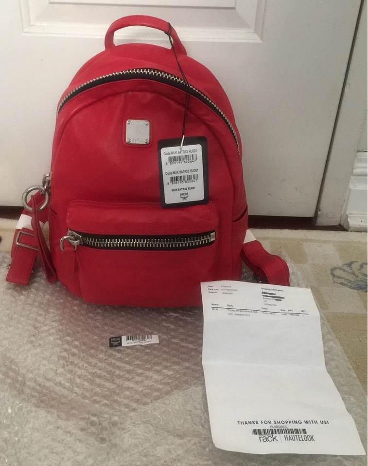 Auténtica mochila de cuero MCM Tumbler/rojo rubí MUK6ATR23RU001