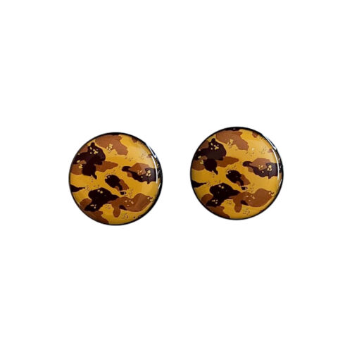 Brown Camouflage Acrylic Screw Fit Ear Plugs with Brown Camo Design Sold as Pair - Picture 1 of 10