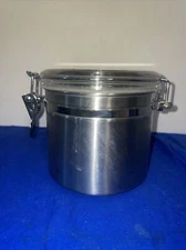 Stainless Steel Canister Acrylic Lid & Clamp OGGI Kitchen Storage 4.75”Tall