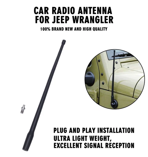 Reflex 13" AM FM Radio Antenna Mast for Jeep Wrangler JK JKU JL 2007-2017 2018