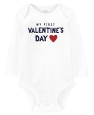 Carters My First Valentines Day One Piece Newborn White New with Tags Red Heart