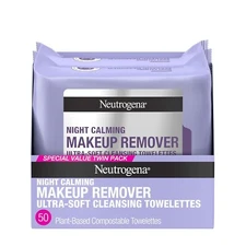  Night Calming Makeup Remover Face Wipes, Nighttime Cleansing Towelettes 