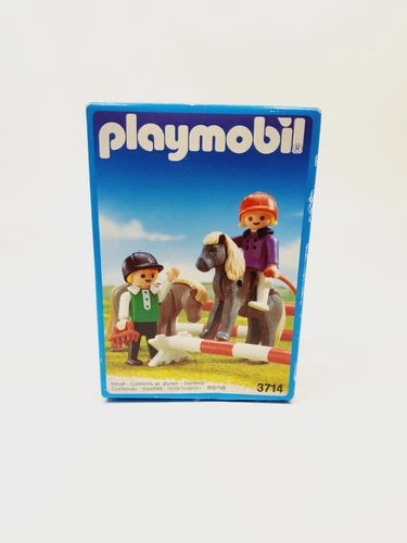 Vintage 1992 Playmobil #3714 Children & Jumping Ponies New Factory Sealed