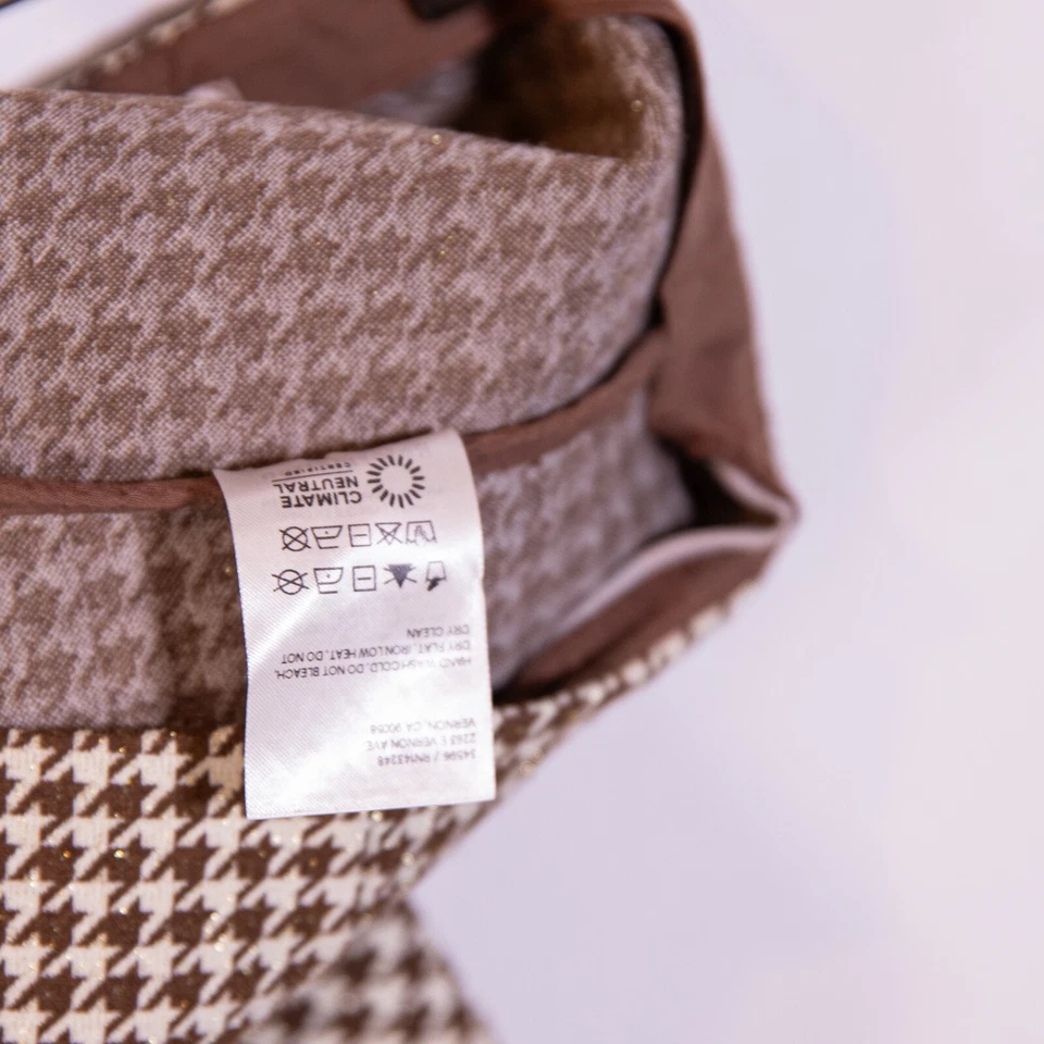 Mini Pantalones Cortos Tejidos Reformation Marrón Marfil Pata de Gallo Estampado Metálico 12 Foto 3 de 4