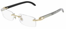 Cartier C Decor Gold/White Buffalo Horn Unisex Eyeglasses CT0046O-001