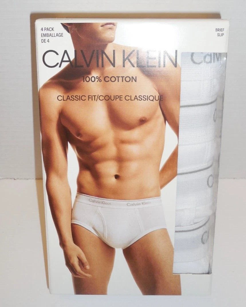 Calvin Klein 4 Pack Men's 2XL XXL 45-48 Brief Underwear White Cotton New  Briefs