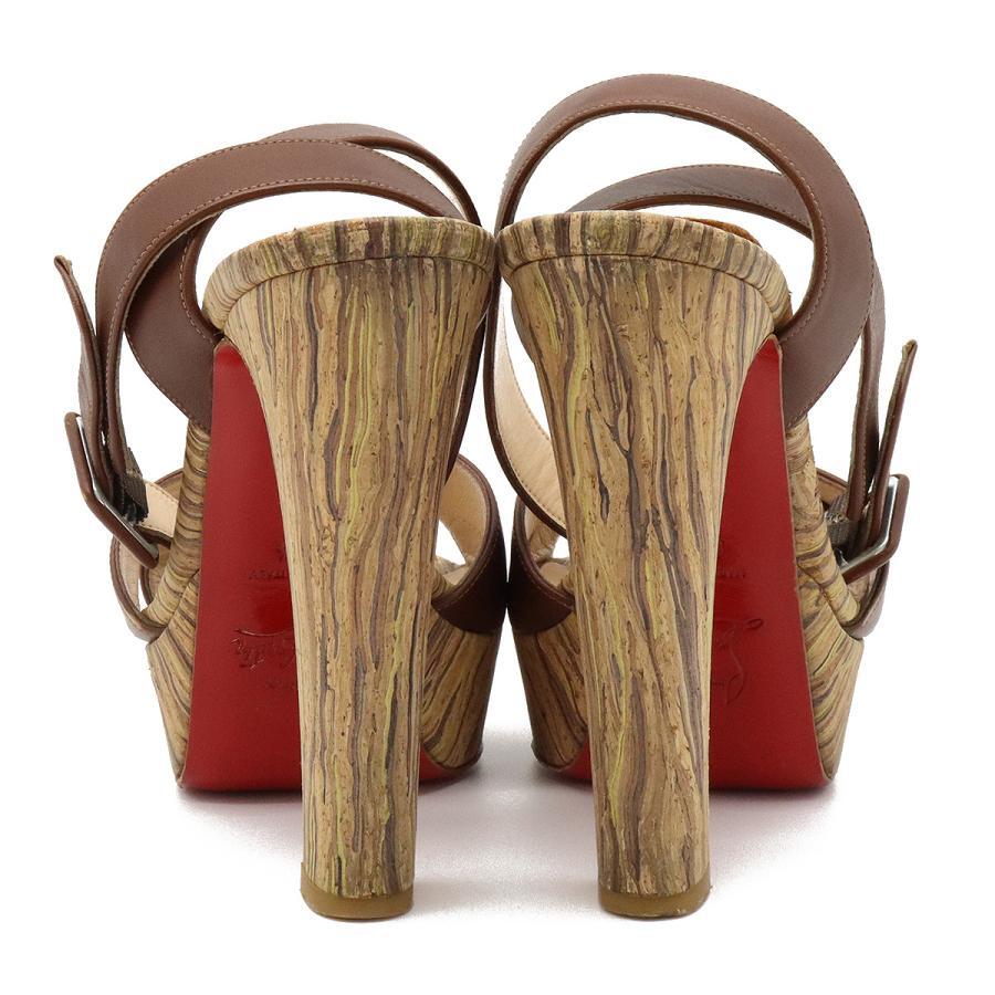 Christian Louboutin wood sandals chunky heel leather brown