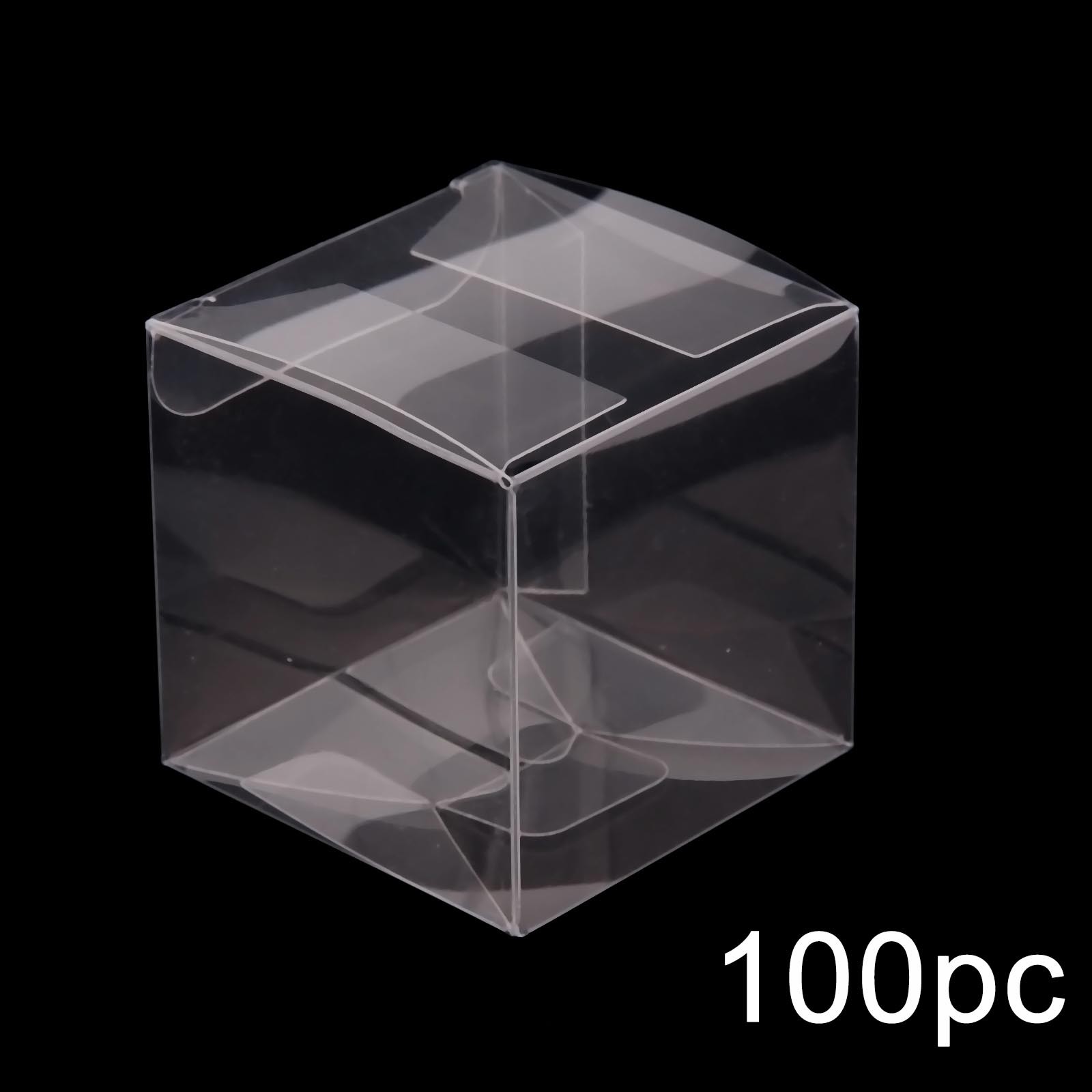 100 Wedding Favor Box Plastic Sweet Transparent PVC Cube Cake Gift Candy Bags