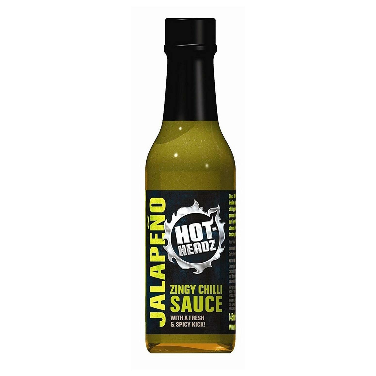 Hot-Headz! Jalapeno Zingy Chilli Sauce 148ml Green Chili Pepper Mild Condiment