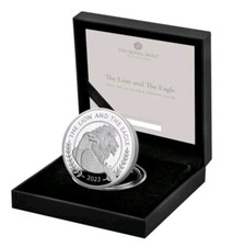 2023 UK £2 1oz SILVER LION AND EAGLE JOHN MERCANTI DESIGNED 