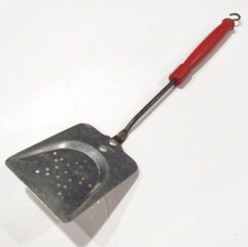 Vintage Child's Aluminum Toy Spatula Red Wooden Handle Kitchen Utensil Pretend