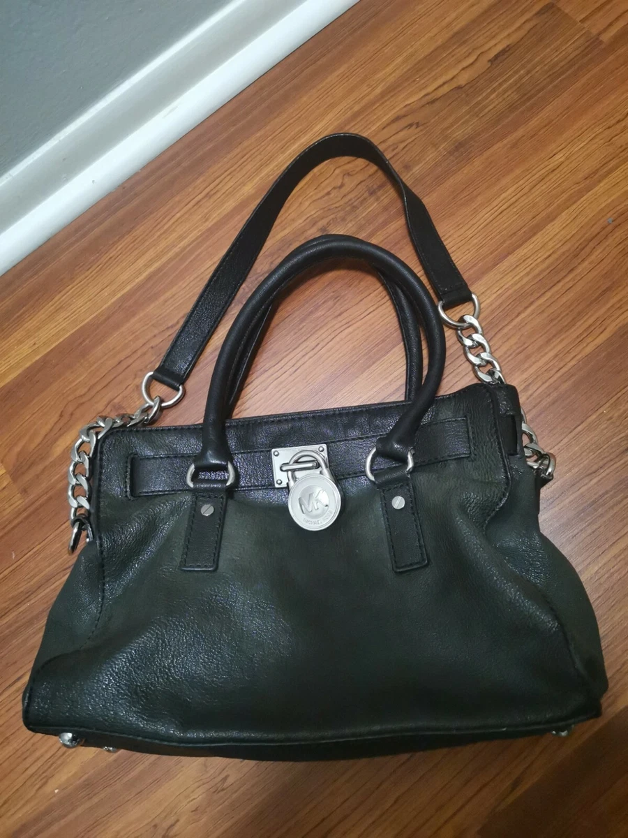 Michael Kors Hamilton Satchel Bag with silver Chain - Black