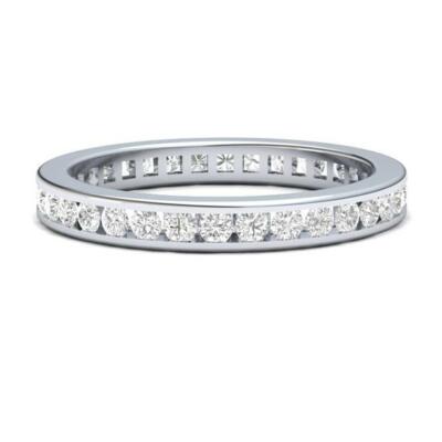 0.75 Ct Channel Set Moissanite Full Eternity Anniversary Band 925 Sterling Silve
