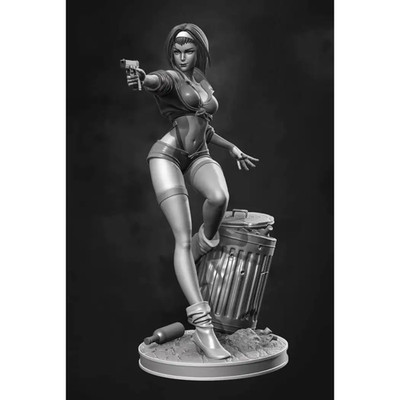 1/24 80mm Resin Model Kit Beautiful Girl Woman Robber Unpainted