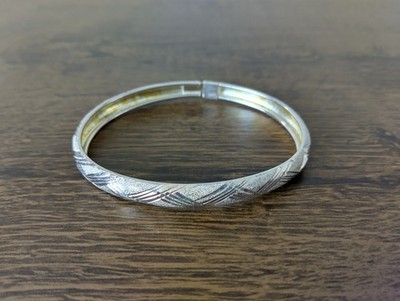 IBB Sterling Silver Textured Bangle Bracelet 1980s