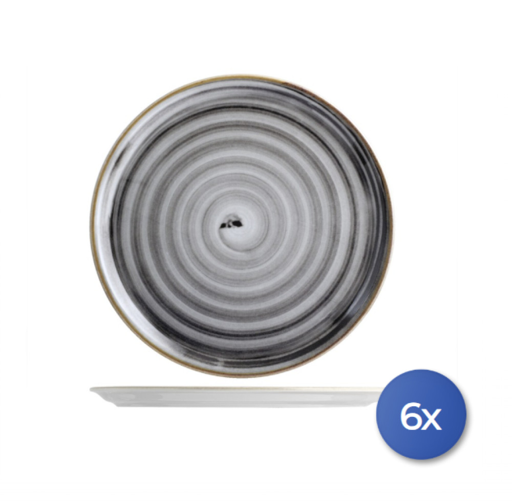 Saturnia 6 Pizza Plates Circus In Black Porcelain 31 Cm