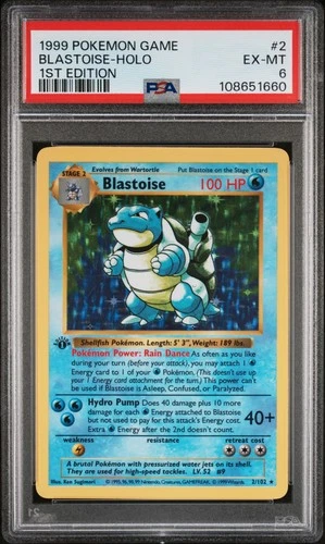 1999 POKEMON BASE SET 1ST EDITION #2 BLASTOISE-HOLO PSA 6