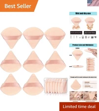 8 Pcs Super Soft Triangle Cotton Powder Puff Set for Flawless Makeup Application