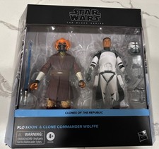 Star Wars Black Series - PLO KOON & CLONE COMMANDER WOLFFE - Republic 2 Pack New