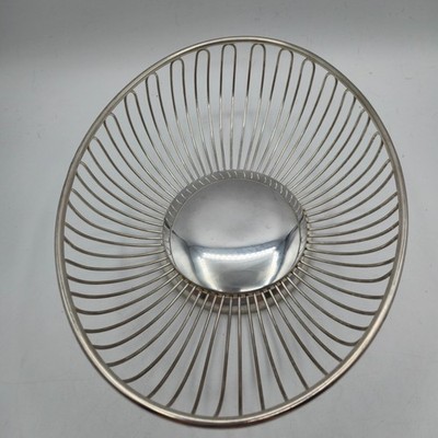 UNBRANDED Wire Fruit Basket Bowl Silver Metal Oval MCM Modern 11 in
