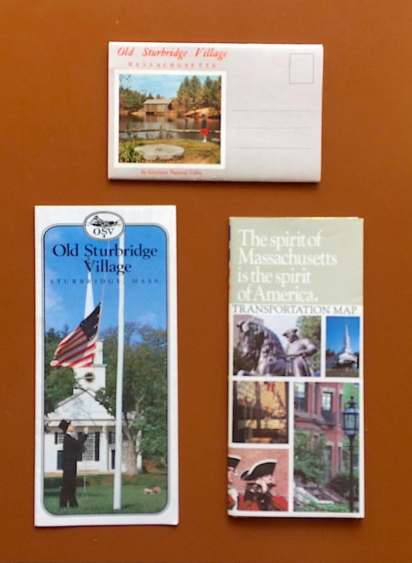 Vintage Old Sturbridge Village Brochure, Postcard Book, Mass Road Map