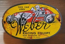 Vintage Weber Racing Equipment Porcelain Sign Los Angeles California Dealer Sign
