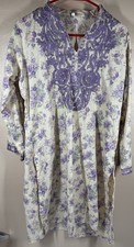 Women's Floral Purple Embroidered Tunic Top Kurta African Inspired Size 36