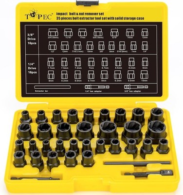 35-Piece Broken Bolt Extractor Set, Impact Bolt & Nut Remover Socket Set