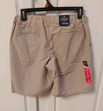 New Chaps Boys 16 Husky Khaki Tan Stretch Shorts Ripstop Elastic Waist Uniform