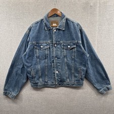 VTG GAP Denim Jacket Mens Large Blue Faded Wash Trucker Grunge Retro USA 90s