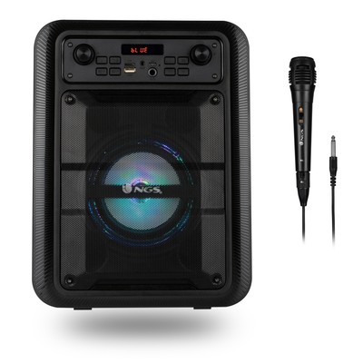 NGS Lingo 20W Tragbarer Wireless BT Lautsprecher mit Mikrofon - Schwarz